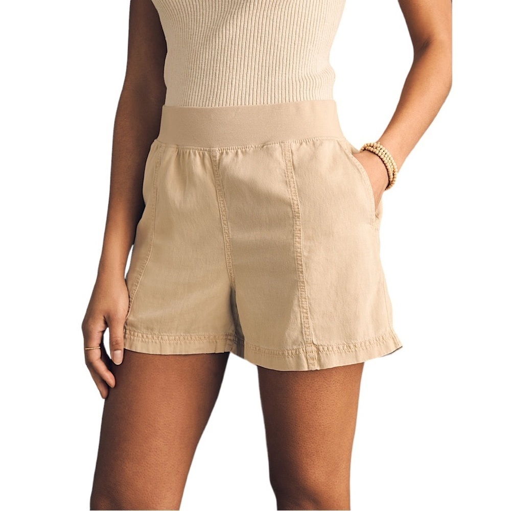FAHERTY Arlie Organic Cotton Shorts in safari